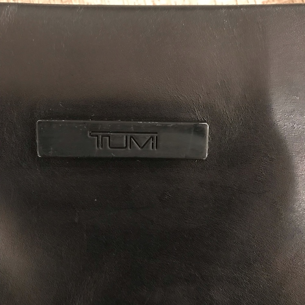 TUMI Black Leather & Nylon Large Tote Shoulder Bag Work Travel Laptop Bag - Picture 10 of 13